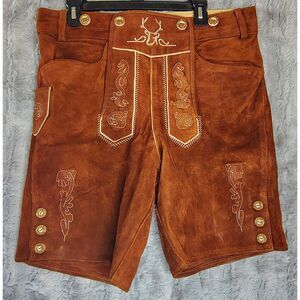 BAVARIA TRACHTEN Lederhosen Leather German Bundhosen Oktoberfest Size S 32 Waist